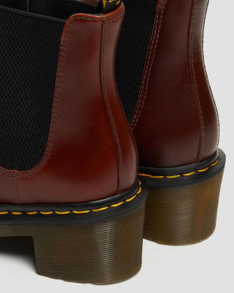 Women's Dr Martens Cadence Leather Heeled Chelsea Boots Brown | AU 122XYU